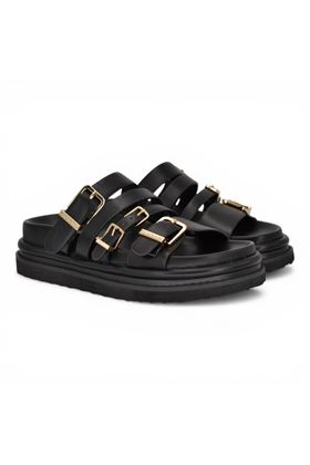 Ciabatta donna Janet & Janet in pelle colore nero. JANET & JANET | 693-732